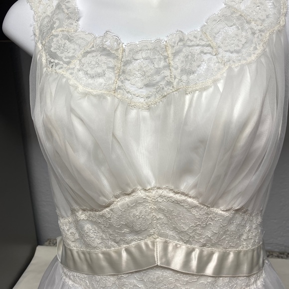 1950s Vanity Fair Wedding Peignoir Robe Set Sheer White Lace Negligee Size 32